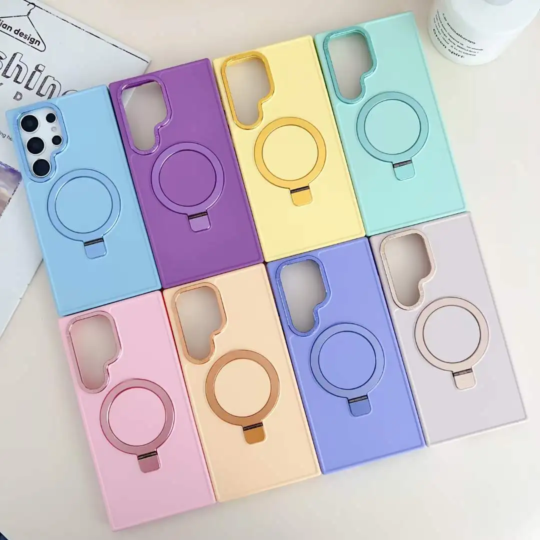 

Hot sale Electroplated Shockproof Metal Ring Stand with Wireless Charging Phone Case for Samsung S23 ultra