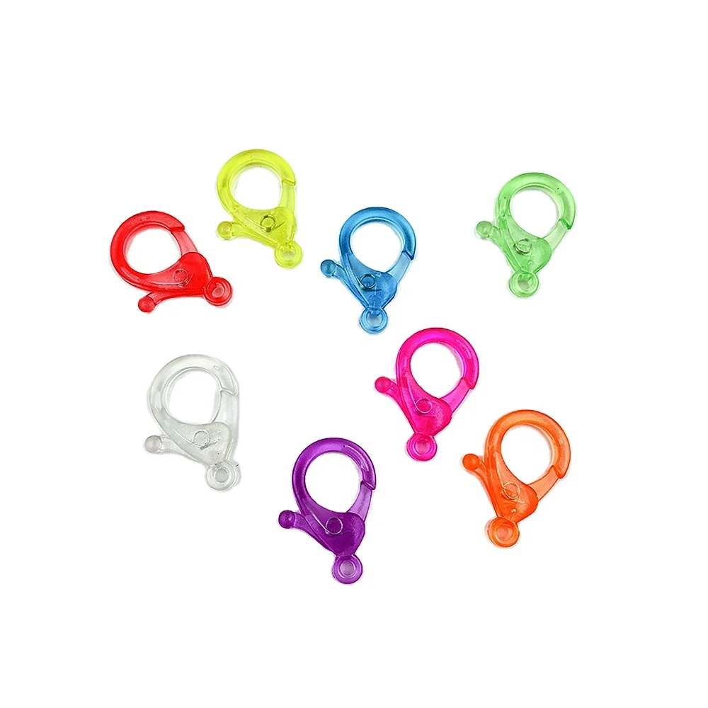 

Colorful Transparent Plastic Lobster Clasps Small Keychain Key Ring Lamp Shape Buckle Hook DIY Jewelry Making