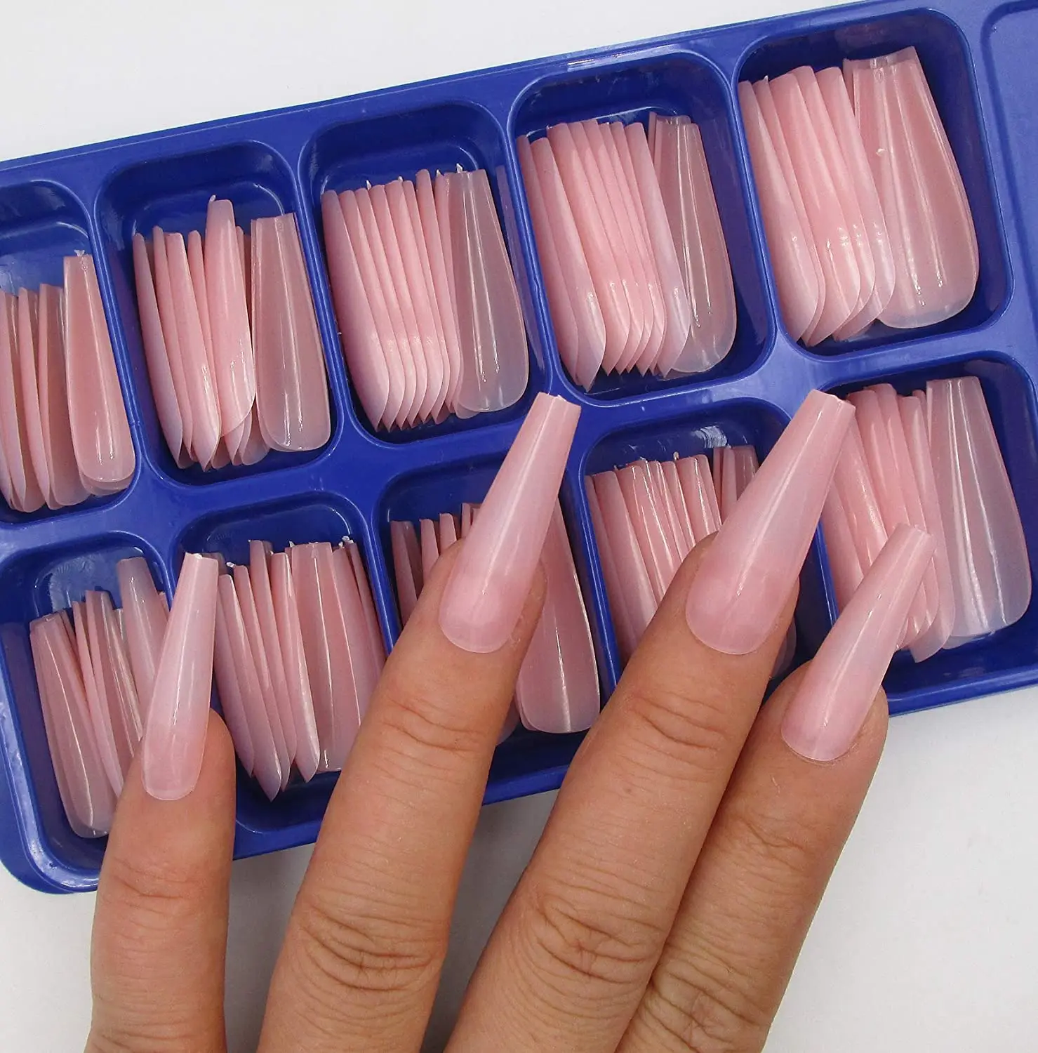 

100pc Colored Ballerina Shape Press on False Nail Artificial Fingernails Long Nail Tips