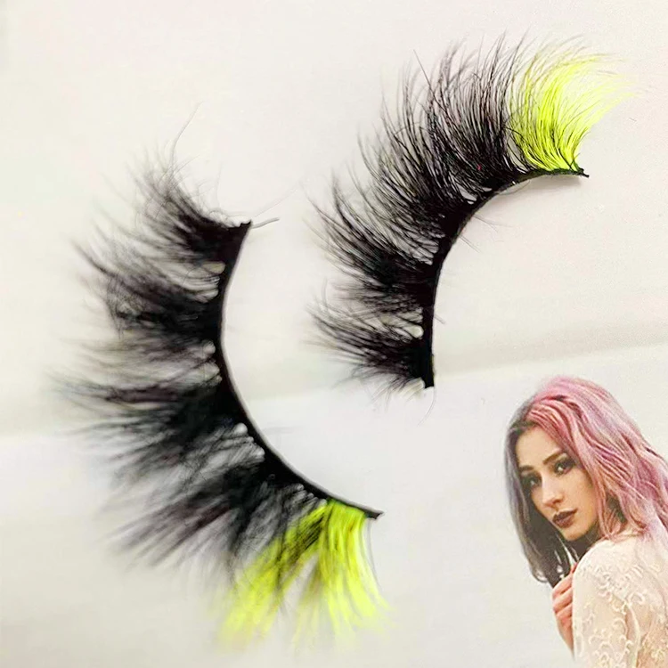 

Wholesale Big Discount Colorful Mink Strips Colored Ends Fluffy 3D Mink Lash Colorful Eyelashes