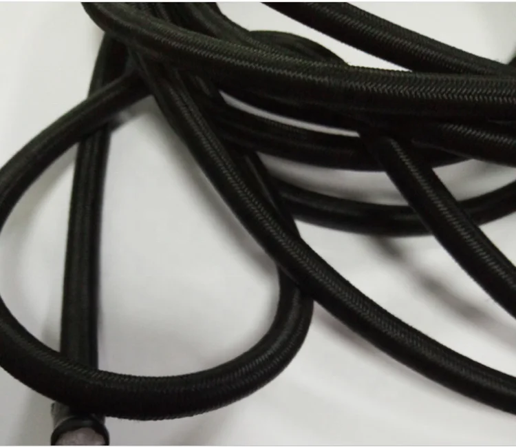 

YRE08 High quality strong custom round elastic jump bungee cord 8mm, Black white,other options