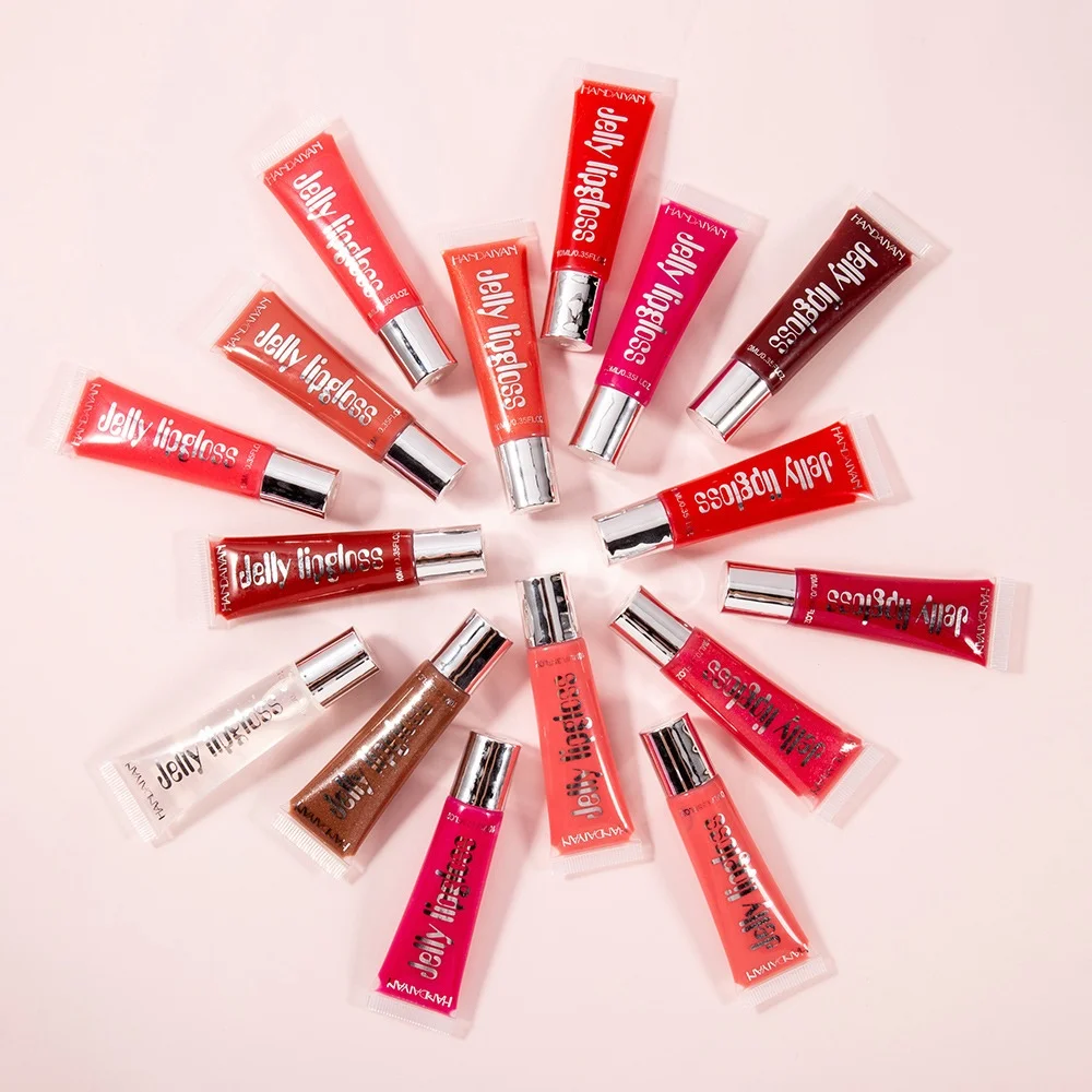 

Hot selling 12 colors soft tube clear lipgloss glitter shinning moisturize jelly lip gloss