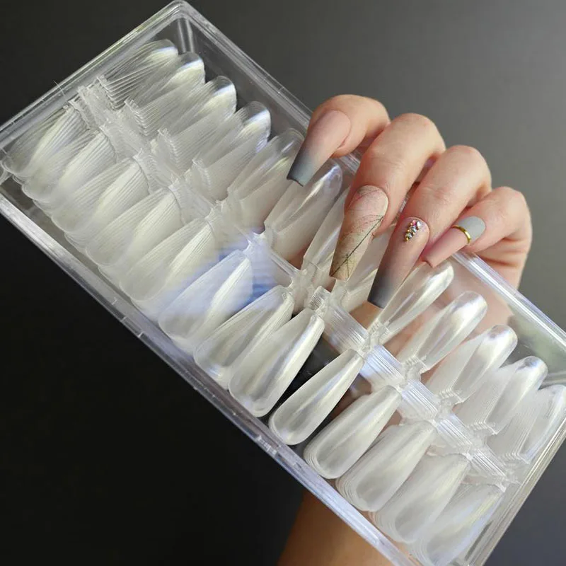 

240Pcs/Box Clear Full Cover Nail Tips Press On Nails Supplies Long Coffin Traceless Clear Nails tips, Picture