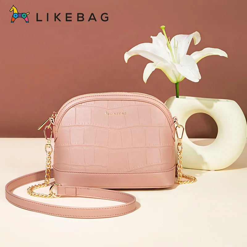 

LIKEBAG fashion style women chain shoulder strap bag ladies single shoulder bag with Stone pattern shell bag