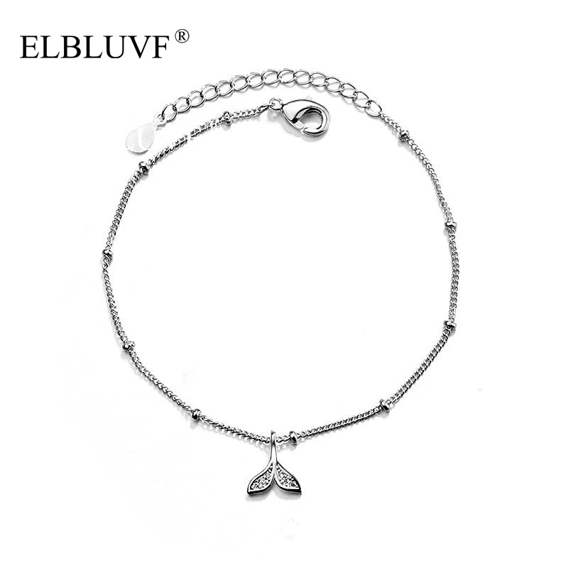 

ELBLUVF Free Shipping Copper Zircon Platinum Plated Silver Color Fashion Zircon Fish Tail Bracelet For Women