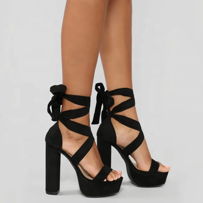 

Hot sale summer thick women heel sandals rivet straps platform straps high heel sandals