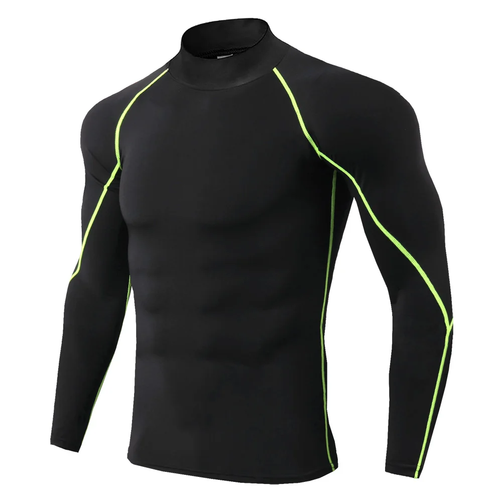 

fashion quick dry turtleneck gym wear long sleeve t shirt men fitness