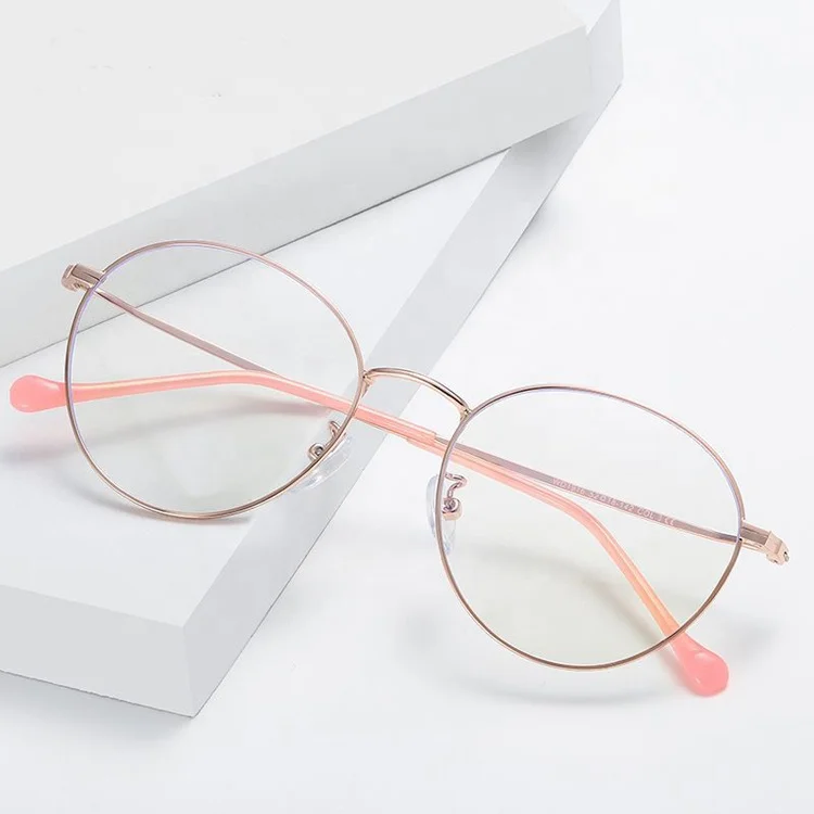 

DOISYER Fashion round rose gold computer steel women anti blue light blocking glasses for women