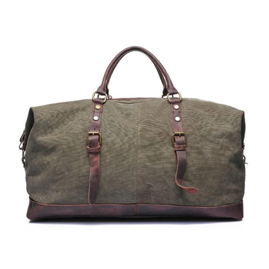 

Men's Canvas Cowhide Leather Large Capacity Portable Bag Luggage Travel Shoulder Crossbody Tote Handbag Single Shoulder Bag, Customized