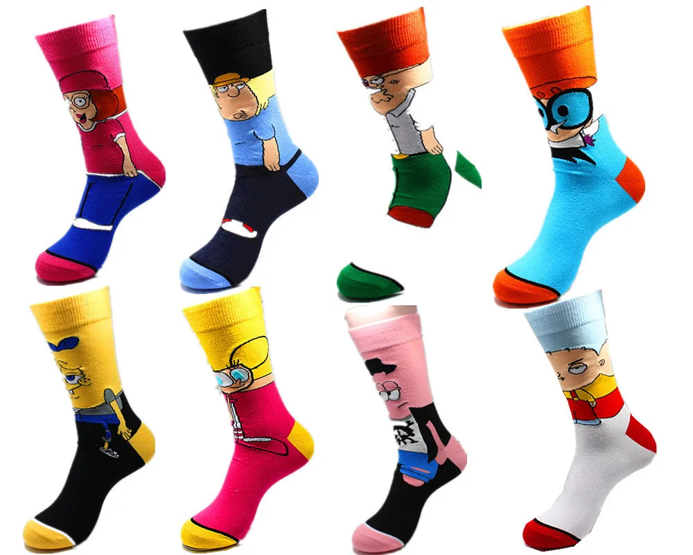 

Personality funny Anime socks Fashion Cartoon happy Men women Sock novelty high quality Stitching pattern cotton crew socks, As shown