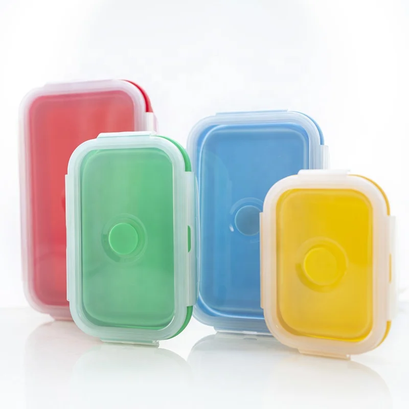 

350ml 500ml 800ml 1200ml 4 Sizes Dishwasher Silicone Collapsible Lunch Box Baby Silicone Food Storage Container, According to pantone color