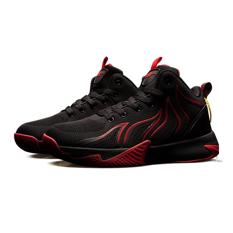 

2021 New Arrivals Basketball Boys Black Sports Sneakers Male Shoes For Man, Black & red