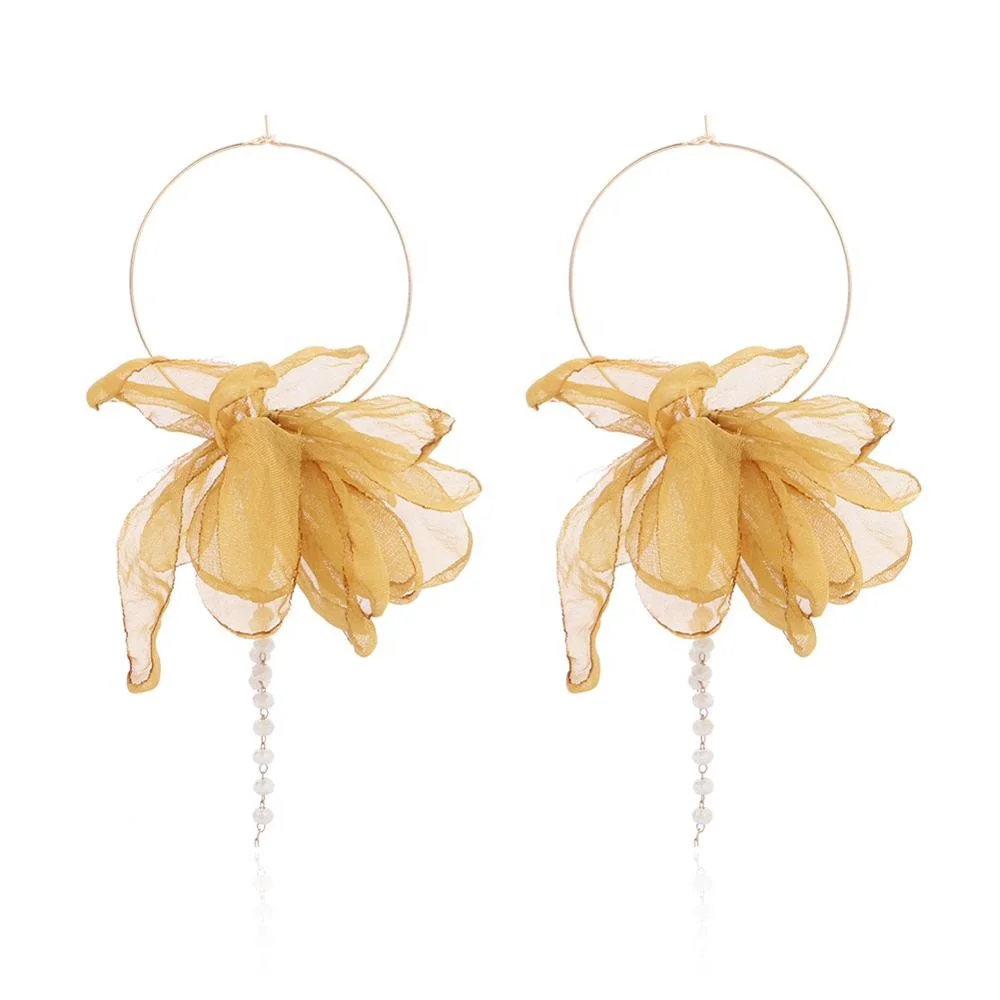 

Big Hoop Earrings for Women Flower Earrings Fashion Crystal Beads Pendant Long Earrings Jewelry Gift for Women