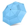 Compact Travel Umbrella Vented Windproof Double Canopy Auto Open Auto Close Folding Umbrella with Safe Lock