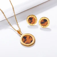 

BAOYAN Stainless Steel Brand Roman Numerals Leopard Gold Jewelry Sets Women