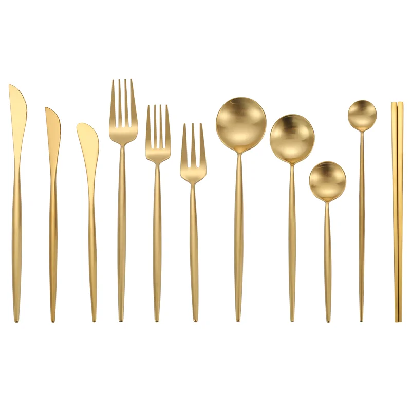 

Luxury Restaurant Spoons Fork Knife Stainless Steel cubiertos de acero inoxidable Gold Flatware, Gold cutlery set