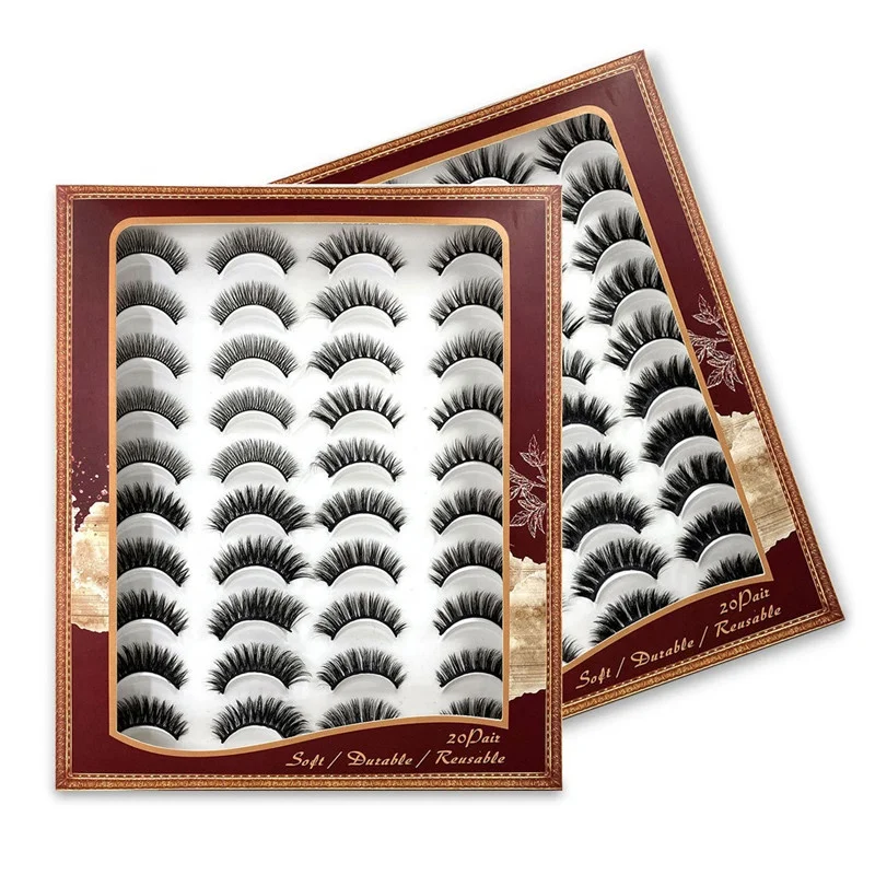 

20 Pairs 3D Faux Mink Lashes Bulk Thick Long Wispy Natural False Eyelashes 4 Styles