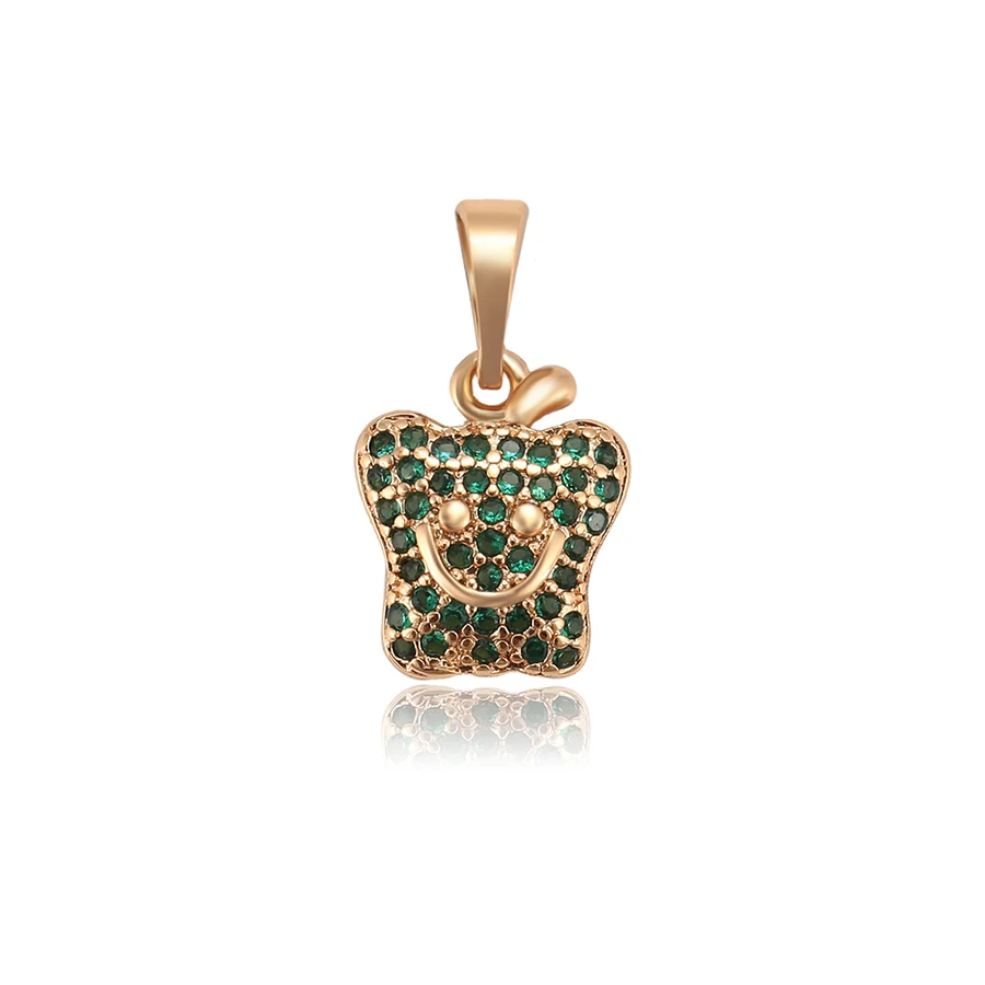 

35731 Xuping cute Pendant jewelry with green stone smiling face, White