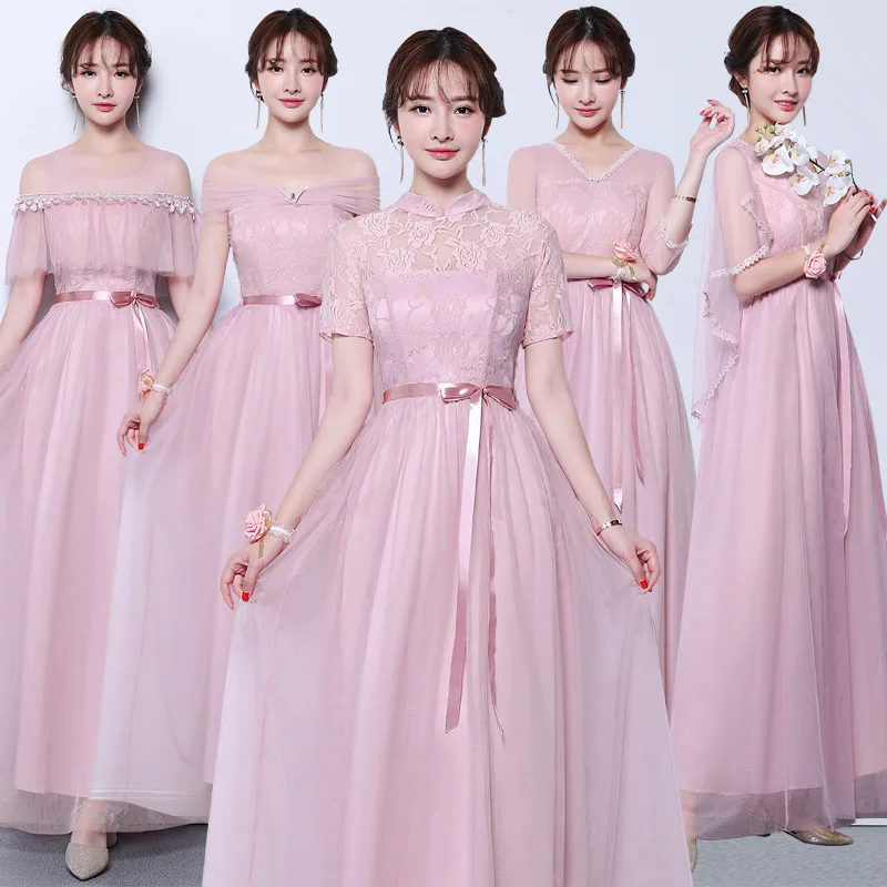 

New arrival floor length sweat lady girl women ruched ceremony party princess tulle bridesmaid banquet party ball dress gown