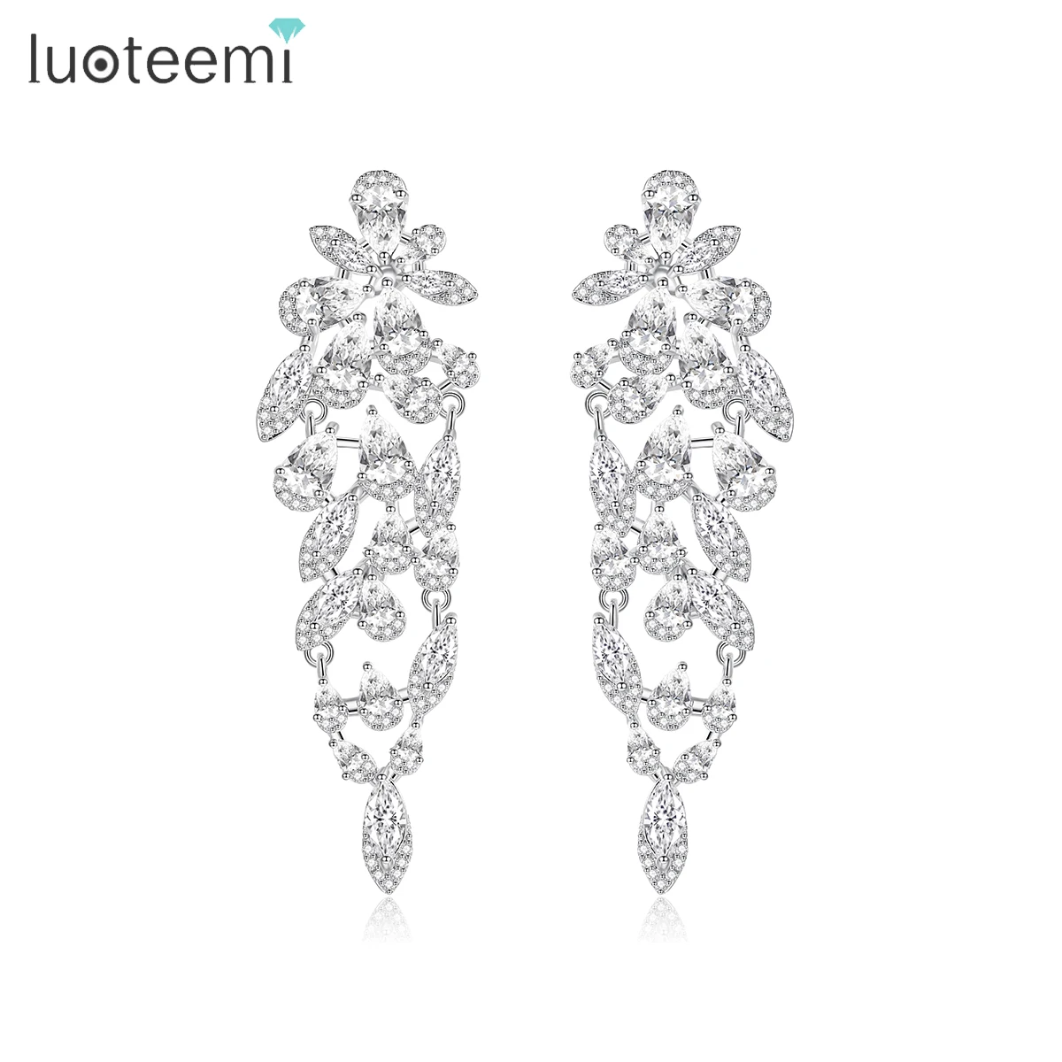 

LUOTEEMI Elegant Earring Fashion Wedding Stud Woman Drop Luxury Big Dangle Large Geometric Jewellery Earings