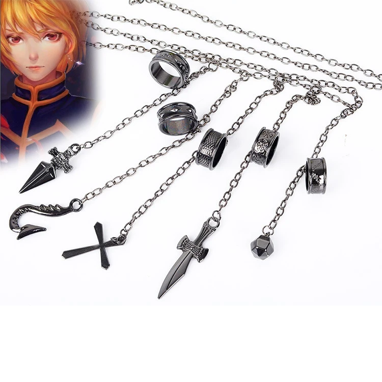 

Popular Style Japanese Anime Hunter rule Kurapika bracelet five fingers Ring set cosplay props, As picture