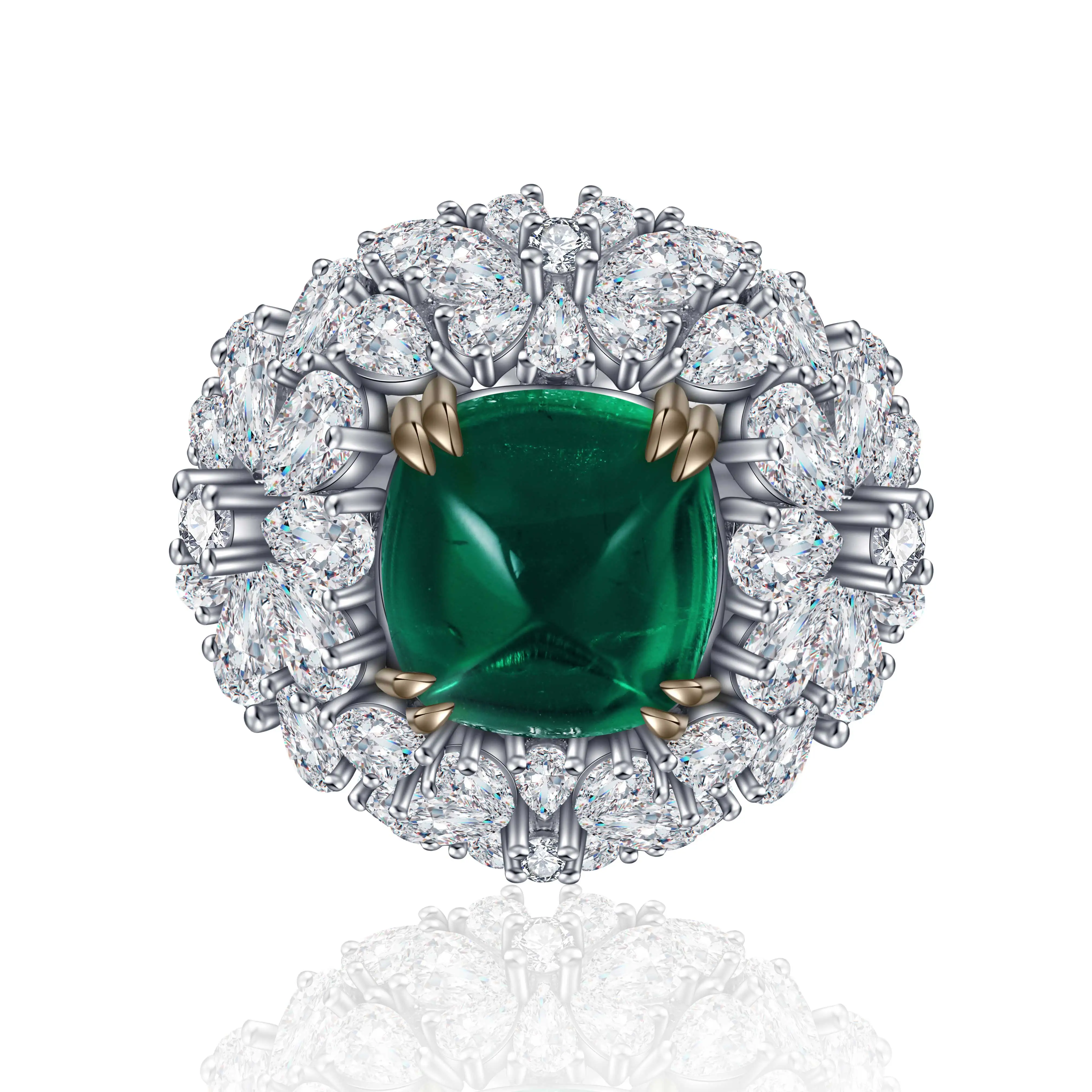 

Lab Created Emerald Engagement Ring 18K Gold plated Minimalist Emerald Promise Ring, Green