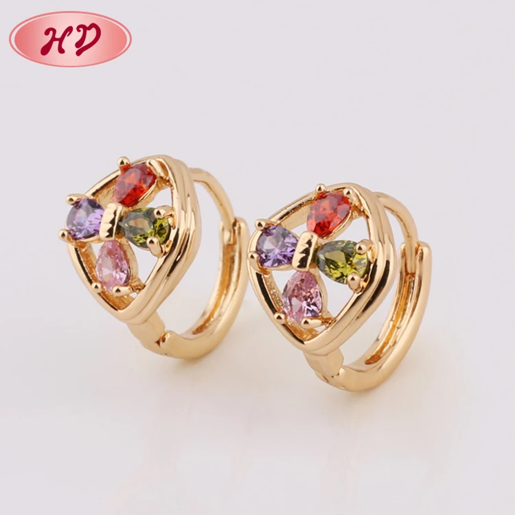 

Latest Designs Wedding Colorful Crystal 18K Rose Gold Earrings