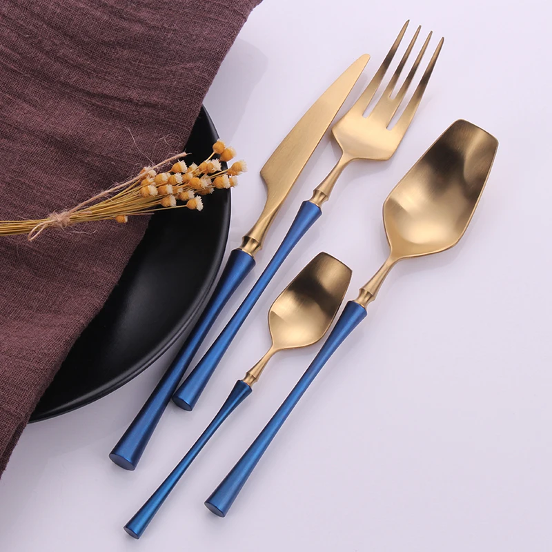 

Royal Family Wholesale Stainless Steel Cutlery Set Matte Gold Royal Wedding Gift Cutlery Knife And Fork Flatware Titanium, Sliver,gold ,black