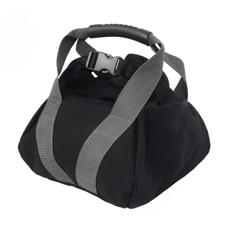 

Ajustable Kettlebell 16oz Canvas Workout Weight Training Sand Bag for Bodybuilding, Black+grey ribbon