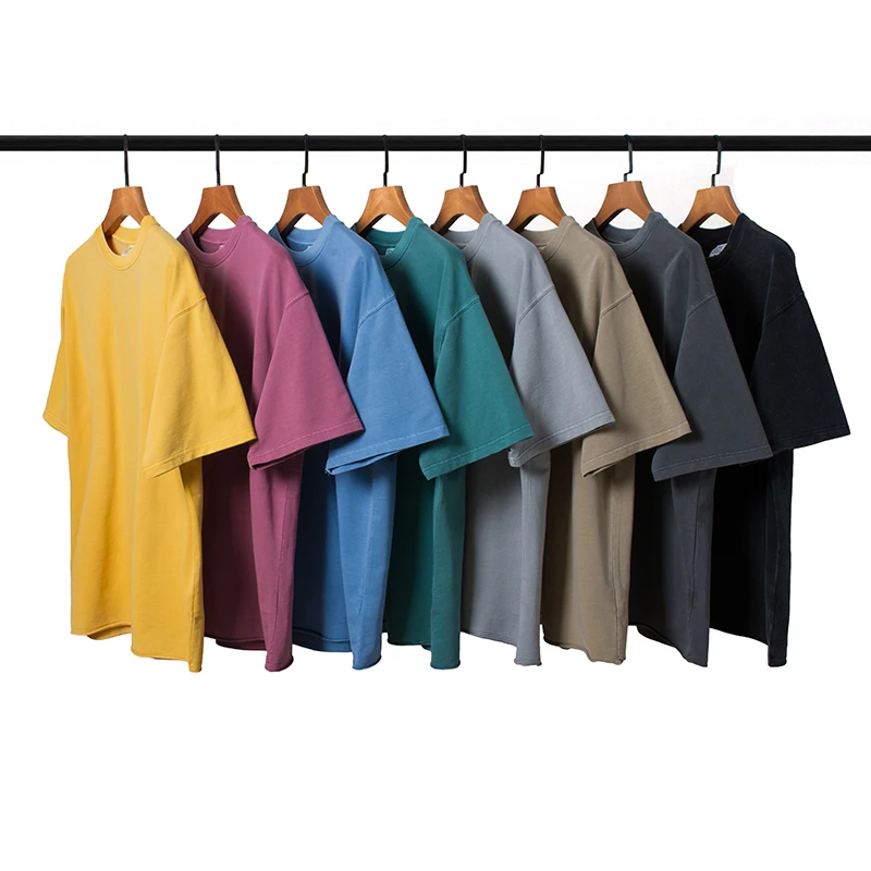 

2021 Custom heavy 260G terry cotton loose edge hem design Oversize vintage suit top 100% cotton unisex t shirts