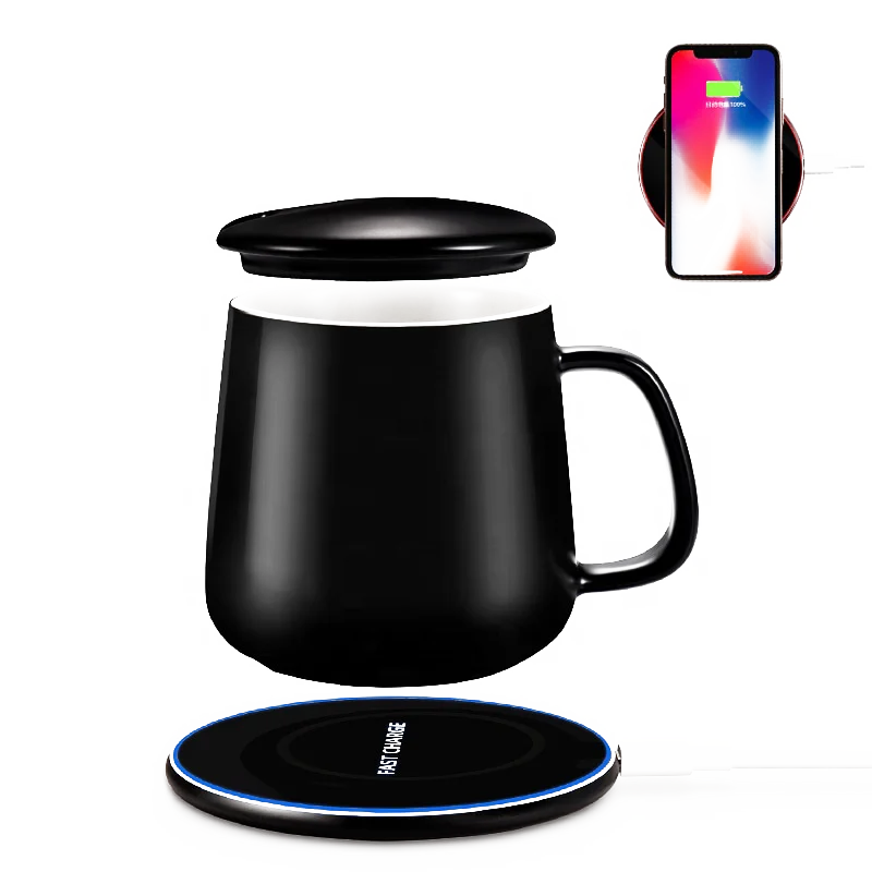 

Coffee tea milk mug cup warmer cell phone portable wireless charger android