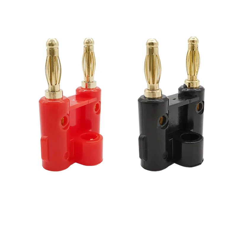 

4mm Double Row Plated gold double Banana Male Plug Connector/Twin Banana Terminal Couple Banana Plug Adapter