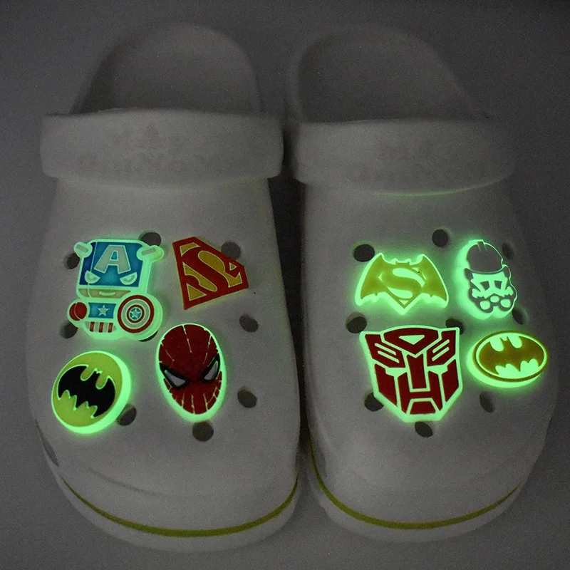 

Glow in the Dark Different Shape Shoe Charms Fits for Clog Shoes & Wristband Bracelet Christmas Gifts, As picture