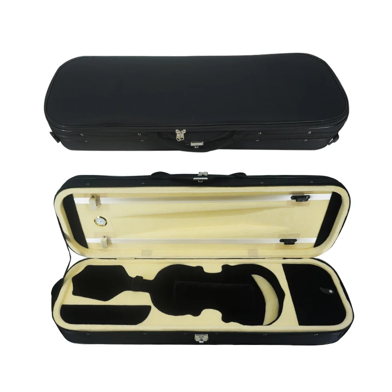 

Aiersi Wholesale Factory Price high quality OEM Colored Black Oblong shape violin hard cases size  for sale made in China