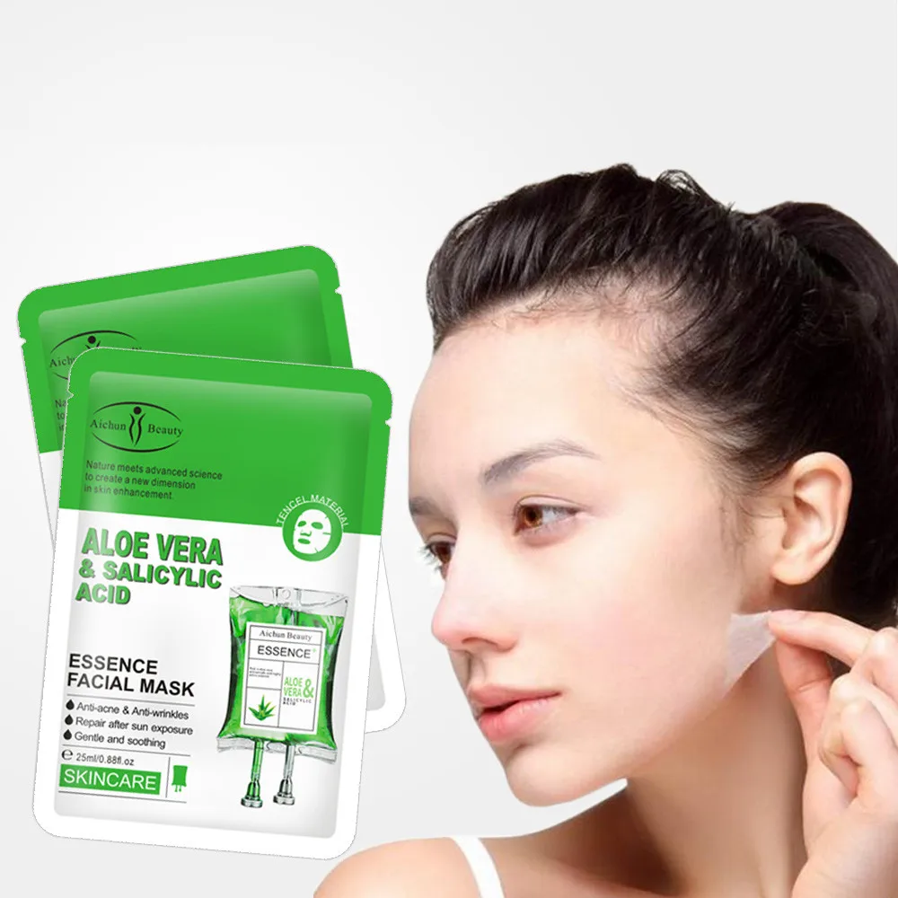 

Face Sheet Mask 100% Pure Essence Brightening Glycolic Face mask Moisturizing Salicylic Acid Facial Mask Aloe Vera