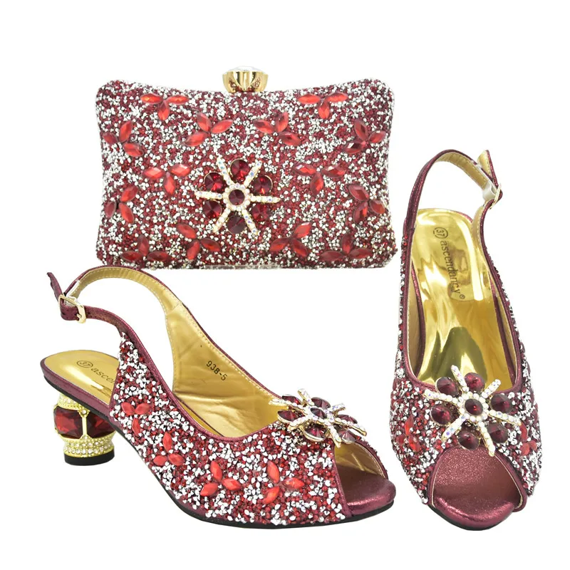 

2019 Latest INMYSHOP high heel fashionable coffee shoes and matching bags women dress Size 38-43 SN589 7CM