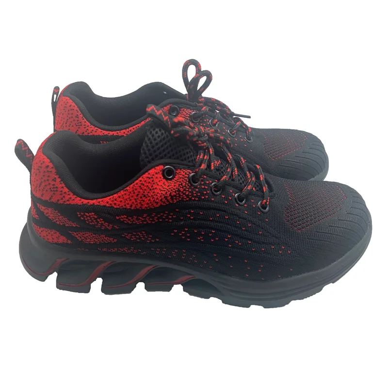 

Steel toe anti - hit piercing air soft sole wear - resistant sports safety shoes, Black red blue orange