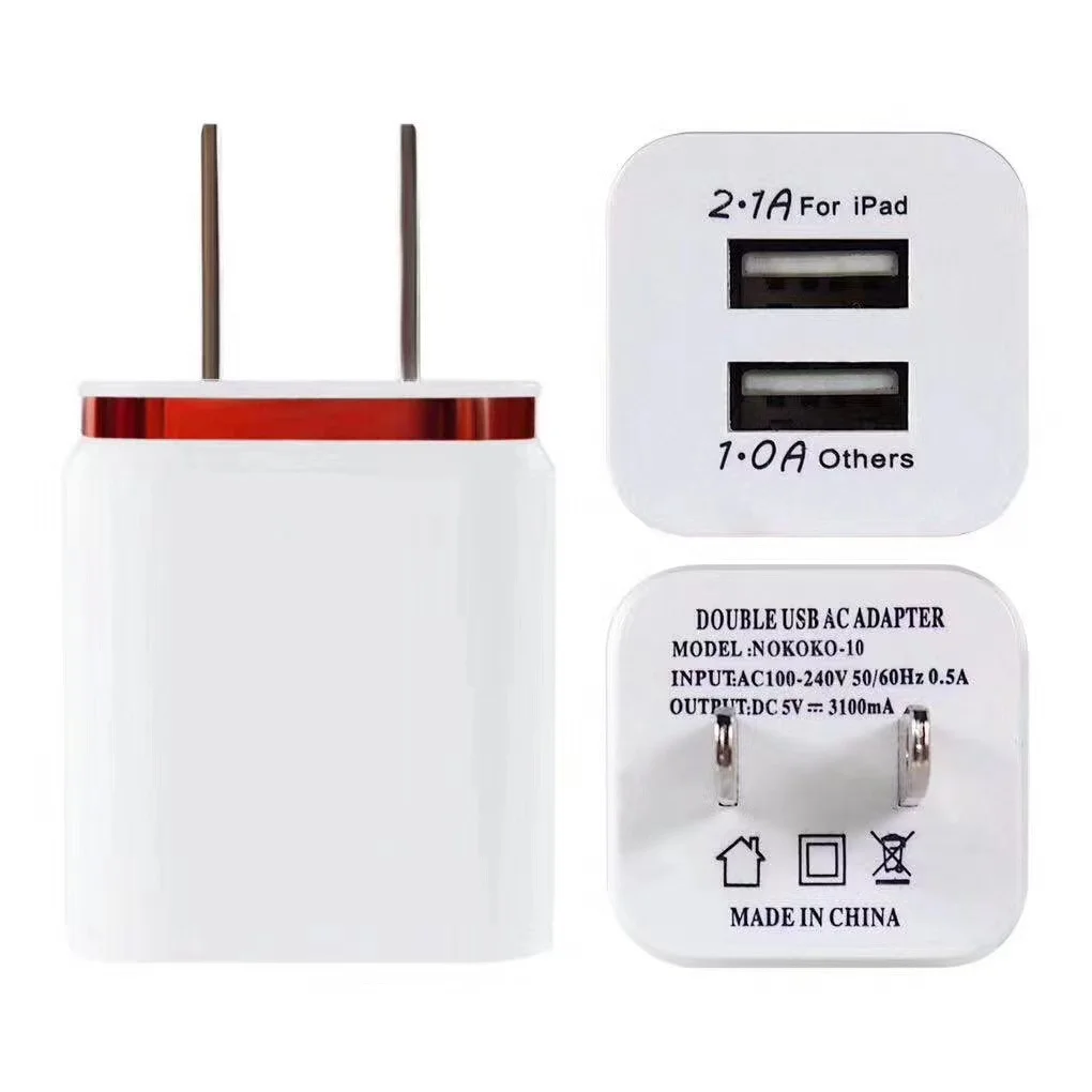 

Mini 2.1A Dual USB Ports Adapter For US UK AU EU