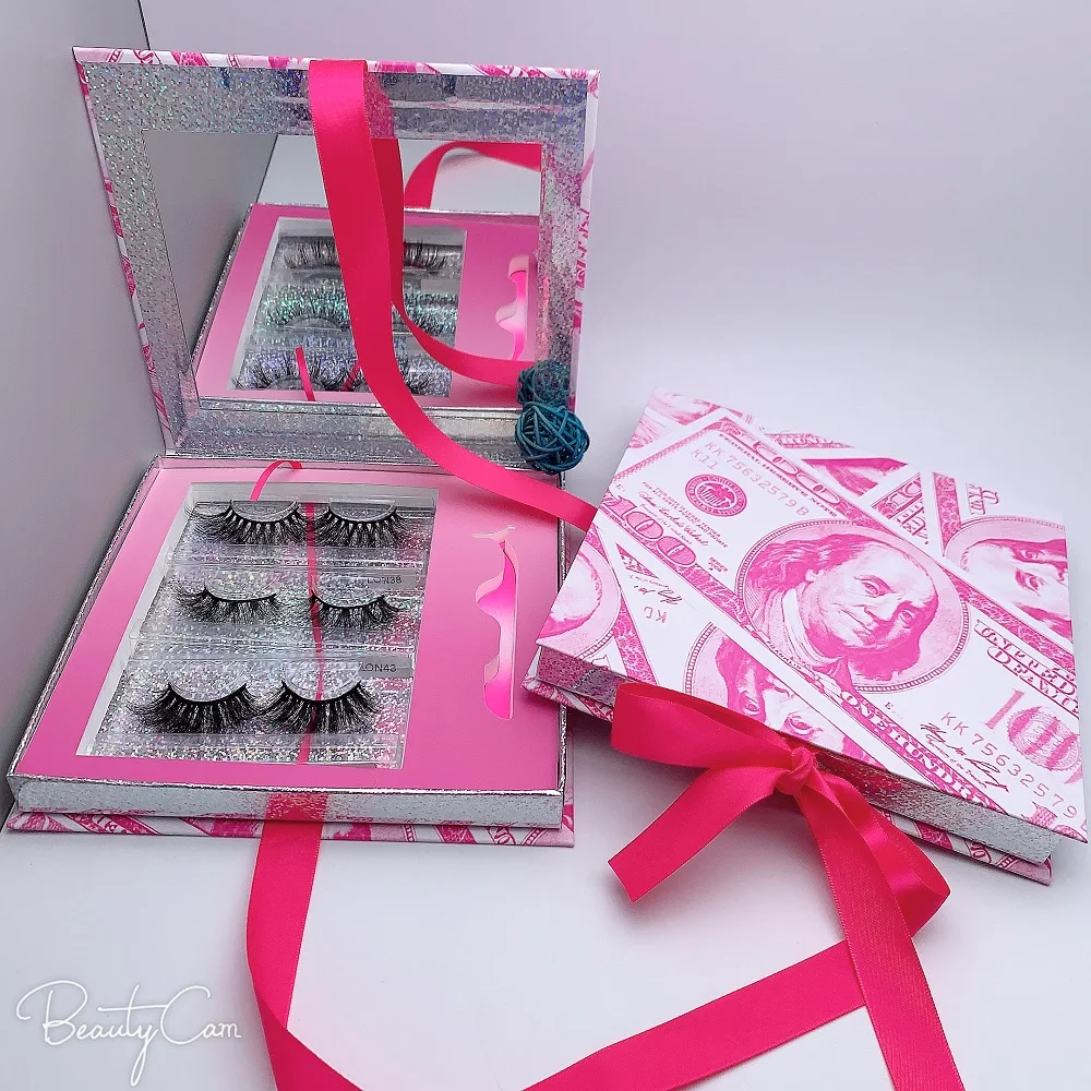

2020 Money Eyelash Magnetic Book for 3 pairs plus applicator mink lashes in stock