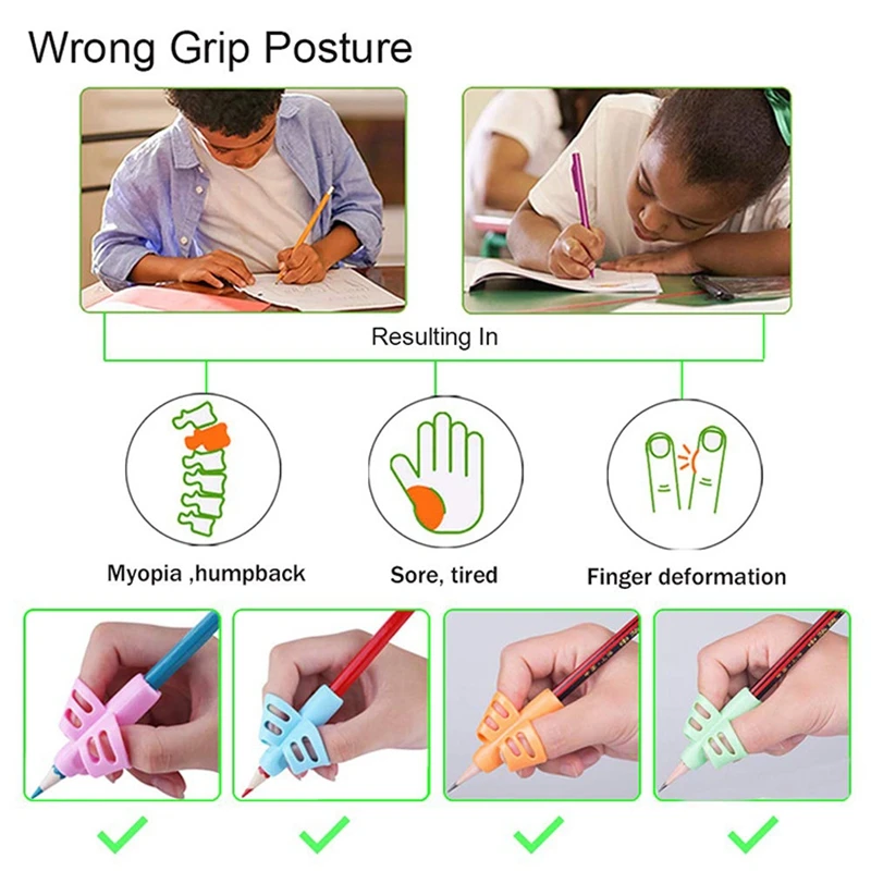 Handwriting Aid Grip Trainer Kids Posture Correction Finger Pencil Grip Guides 