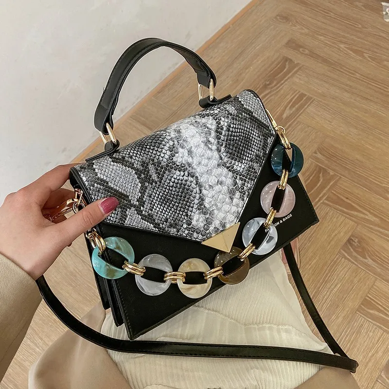 

Wholesale High Luxury Quality Snake Print Pattern Bag Woman Handbags Colorful PU Snake Skin Pattern Leather Handbag