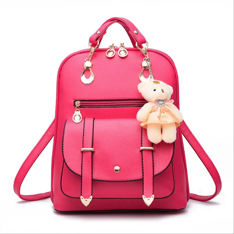 

Fashion trend exquisite rose red pu medium casual women thin strip backpacks