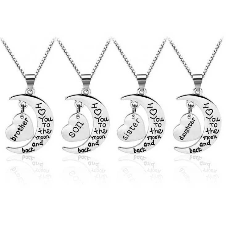 

2020 Silver Plated Family Necklace I Love You To The Moon and Back Mother And Daughter Pendant Necklace, Gold