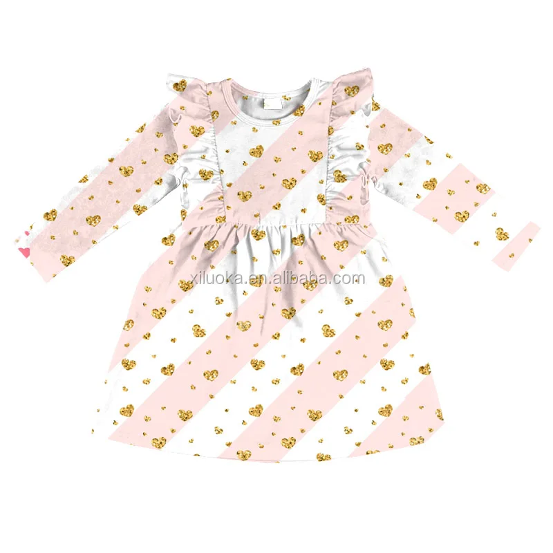 

Sweet Kids Boutique Clothing Valentine's Day Love Heart Print Girl Ruffle Dresses