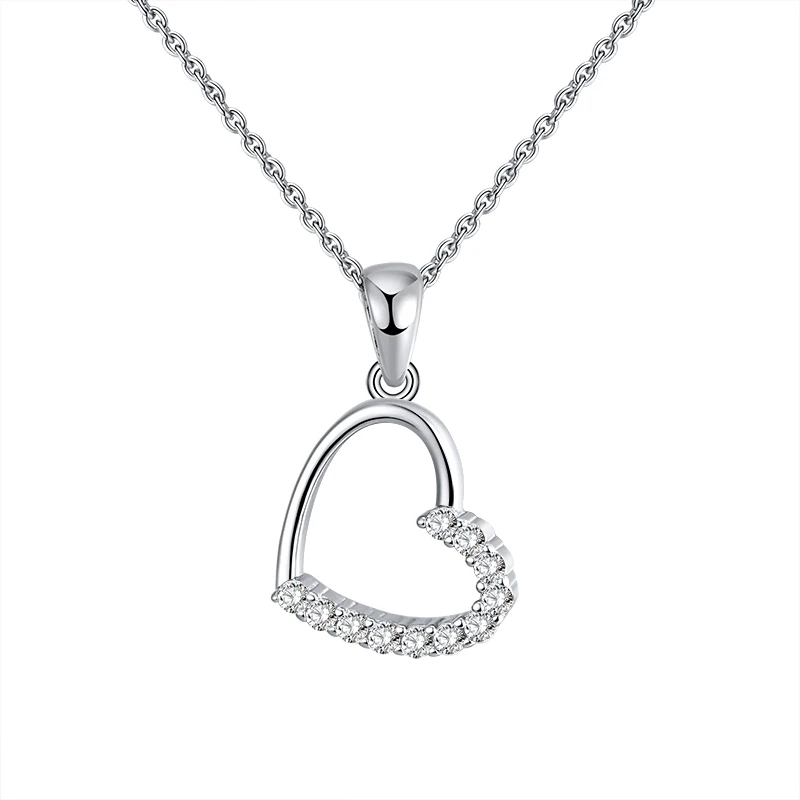 

RINNTIN SN222 Heart Jewelry Valentines Gift 925 Sterling Silver Pendant Heart Necklace