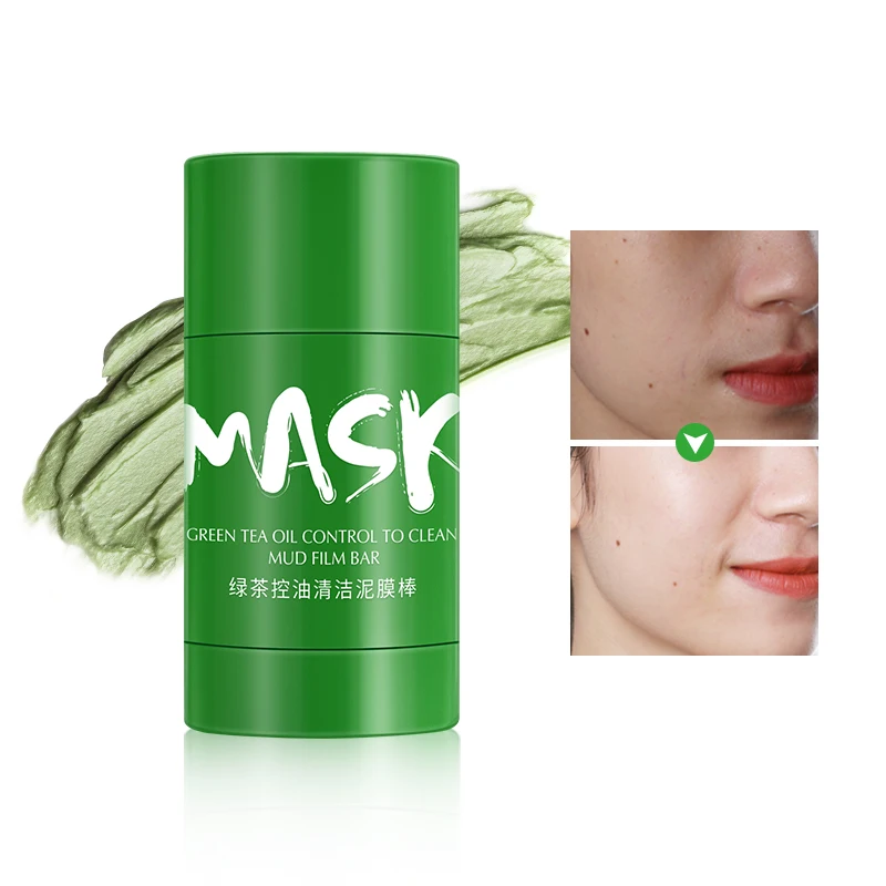 

Private Label Green Tea Oil Control Solid Pore Deep Facial mask Clean Mud Mask Blackhead Smear Face Mask