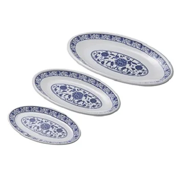 

Flower Lightweight Easy Cleaning Wholesale Melamine Oval Plate Serving Dish China Rustic Blue Round Food Contained Safe Plastic, Multicolor