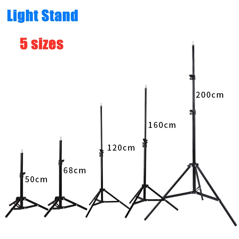 

50/160/200CM Photography Studio Adjustable Light Stand Photo Tripod With 1/4 Screw Head For Flash Umbrellas Reflector Lighting