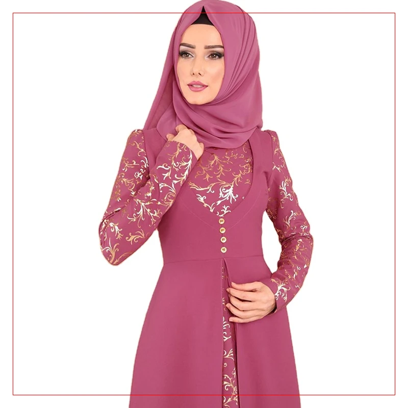 

Muslim two piece set of exquisite embroidery Islamic Clothing Fashion kimono Arab style Dubai Muslim abaya dress, Five color