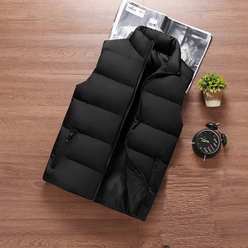 

Hot sell wholesale custom LOGO zipper winter jacket black quilted down puffer vest men, Picture